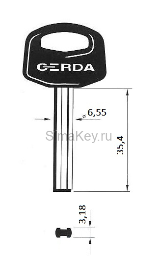 Заготовка ключа Gerda-CL6 для нав. замков пластик Заготовка ключа Gerda-CL6 для нав. замков пластик
