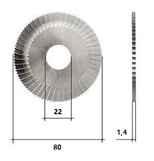 Фреза прямая RAISE T-0023A 80х1,4х22xT100 с боковыми насечками HSS для 100G