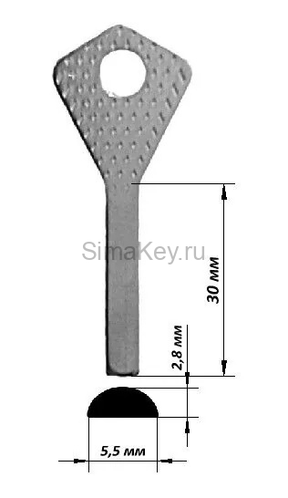 Заготовка ключа ABL-1 сталь белый удлиненный (Оригинал)