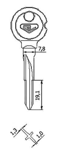 Заготовка крестового ключа KR-1.2 (U-1X x x x x) Гравер