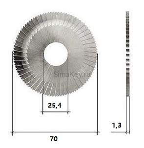 Фреза прямая CUTTER 0020A 70х1,3х25,4xT90 с боковыми насечками HSS
