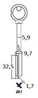 Заготовка крестового ключа KR-3 (KR8X XKV7 XRUS3 KRX8 x) d-10 Киров