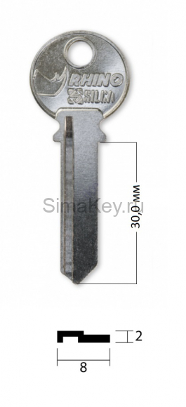 Заготовка ключа TRI-11D_TL3_TRC65_TR7R_TC61D_x Silca Rhino