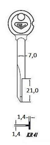 Заготовка крестового ключа KR-4.1 (KR-13X x x x x) Гравер