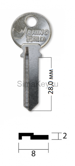 Заготовка ключа TRI-9D_TL5_TRC51_TR6R_TC62D_x Silca Rhino