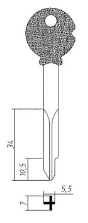Заготовка крестового ключа KR-4.5 (KR-6X x x KRX6 x) Гравер