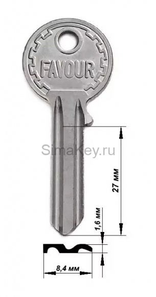 Заготовка ключа U-5D_UL050_UNL5_U5D_UN5D_FAVOUR 1,6мм Китай